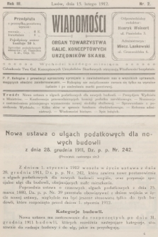Wiadomości : organ Towarzystwa Galic. Konceptowych Urzędników Skarb. R.3, 1912, nr 2