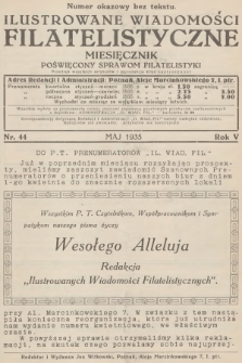 Ilustrowane Wiadomości Filatelistyczne : miesięcznik poświęcony sprawom filatelistyki. R.5, 1935, nr 44 - Numer okazowy bez tekstu