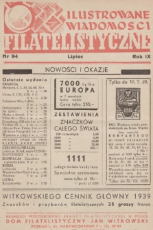 Ilustrowane Wiadomości Filatelistyczne : miesięcznik poświęcony sprawom filatelistyki. R.9, 1939, nr 94