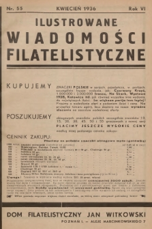 Ilustrowane Wiadomości Filatelistyczne : miesięcznik poświęcony sprawom filatelistyki. R.6, 1936, nr 55