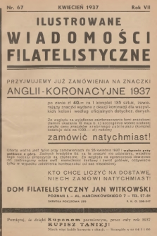 Ilustrowane Wiadomości Filatelistyczne : miesięcznik poświęcony sprawom filatelistyki. R.7, 1937, nr 67