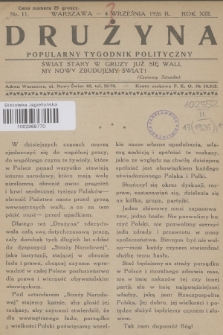 Drużyna : popularny tygodnik polityczny. R.13, 1926, nr 11