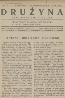 Drużyna : tygodnik polityczny. R.13, 1926, nr 14
