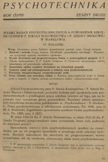 Psychotechnika. R.8, 1934, Zeszyt 2
