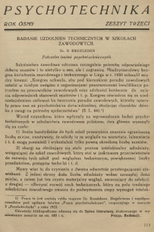 Psychotechnika. R.8, 1934, Zeszyt 3 + dod.