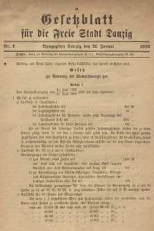 Gesetzblatt für die Freie Stadt Danzig. 1922, Nr. 4