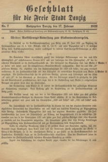 Gesetzblatt für die Freie Stadt Danzig. 1922, Nr. 7