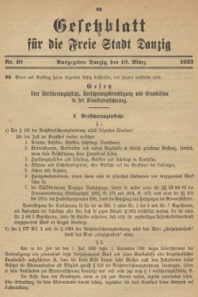 Gesetzblatt für die Freie Stadt Danzig. 1922, Nr. 10