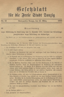 Gesetzblatt für die Freie Stadt Danzig. 1922, Nr. 12