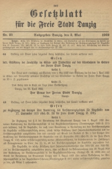 Gesetzblatt für die Freie Stadt Danzig. 1922, Nr. 23