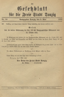 Gesetzblatt für die Freie Stadt Danzig. 1922, Nr. 24