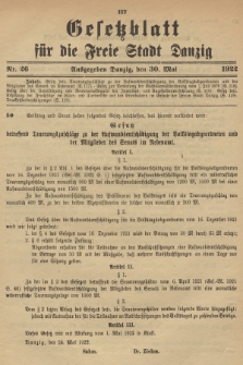 Gesetzblatt für die Freie Stadt Danzig. 1922, Nr. 26