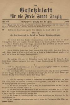 Gesetzblatt für die Freie Stadt Danzig. 1922, Nr. 28
