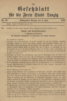 Gesetzblatt für die Freie Stadt Danzig. 1922, Nr. 32