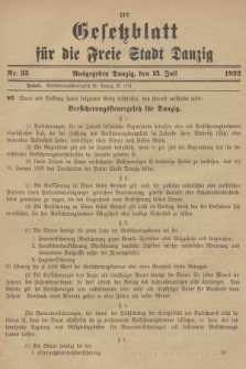 Gesetzblatt für die Freie Stadt Danzig. 1922, Nr. 35