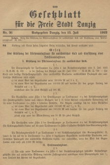 Gesetzblatt für die Freie Stadt Danzig. 1922, Nr. 36