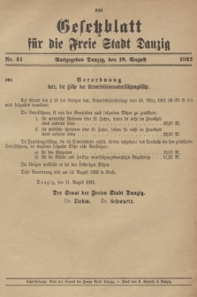 Gesetzblatt für die Freie Stadt Danzig. 1922, Nr. 41