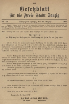 Gesetzblatt für die Freie Stadt Danzig. 1922, Nr. 42