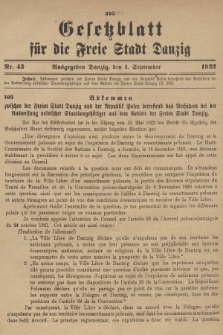 Gesetzblatt für die Freie Stadt Danzig. 1922, Nr. 43