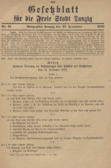 Gesetzblatt für die Freie Stadt Danzig. 1922, Nr. 46
