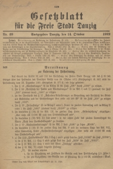 Gesetzblatt für die Freie Stadt Danzig. 1922, Nr. 49