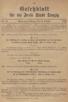 Gesetzblatt für die Freie Stadt Danzig. 1922, Nr. 50