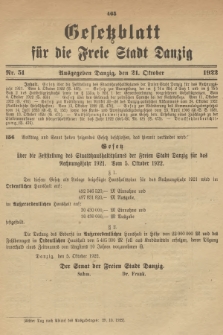 Gesetzblatt für die Freie Stadt Danzig. 1922, Nr. 51