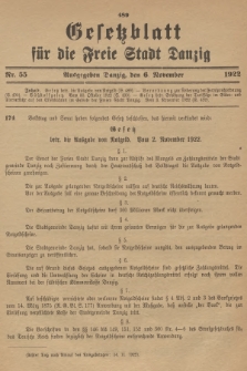 Gesetzblatt für die Freie Stadt Danzig. 1922, Nr. 55