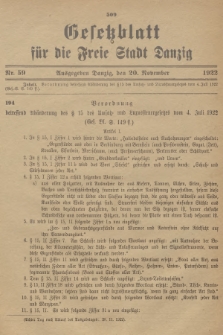 Gesetzblatt für die Freie Stadt Danzig. 1922, Nr. 59