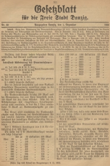 Gesetzblatt für die Freie Stadt Danzig. 1922, Nr. 60