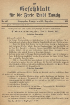 Gesetzblatt für die Freie Stadt Danzig. 1922, Nr. 66