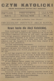 Czyn Katolicki : okólnik Diecezjalnego Instytutu Akcji Katolickiej. R.2, 1935, nr 3