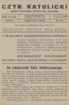 Czyn Katolicki : okólnik Diecezjalnego Instytutu Akcji Katolickiej. R.2, 1935, nr 4