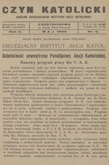 Czyn Katolicki : okólnik Diecezjalnego Instytutu Akcji Katolickiej. R.2, 1935, nr 5