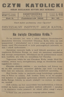 Czyn Katolicki : okólnik Diecezjalnego Instytutu Akcji Katolickiej. R.2, 1935, nr 10