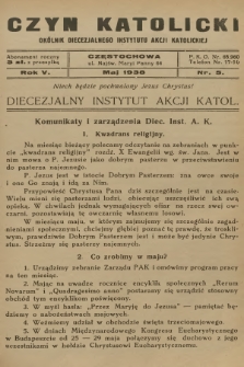 Czyn Katolicki : okólnik Diecezjalnego Instytutu Akcji Katolickiej. R.5, 1938, nr 5