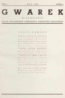 Gwarek : organ pracowników Rybnickiego Gwarectwa Węglowego. R.1 1939, nr 9