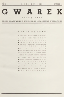 Gwarek : organ pracowników Rybnickiego Gwarectwa Węglowego. R.1 1939, nr 11