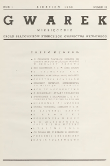 Gwarek : organ pracowników Rybnickiego Gwarectwa Węglowego. R.1 1939, nr 12