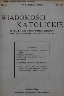 Wiadomości Katolickie : dwutygodnik poświęcony ideom i sprawom katolickim. 1929, nr 5