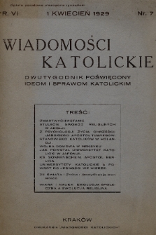 Wiadomości Katolickie : dwutygodnik poświęcony ideom i sprawom katolickim. 1929, nr 7