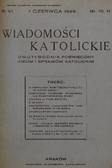 Wiadomości Katolickie : dwutygodnik poświęcony ideom i sprawom katolickim. 1929, nr 10-11