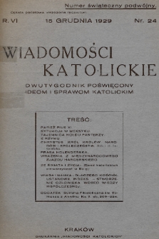 Wiadomości Katolickie : dwutygodnik poświęcony ideom i sprawom katolickim. 1929, nr 24
