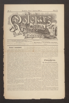 Kolejarz : organ Galicyjskich Kolejarzy. 1901, nr 5