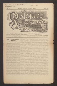 Kolejarz : organ Galicyjskich Kolejarzy. 1901, nr 12