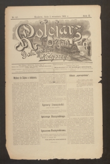Kolejarz : organ Galicyjskich Kolejarzy. 1901, nr 17