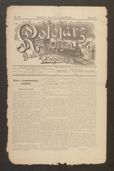 Kolejarz : organ Galicyjskich Kolejarzy. 1901, nr 18