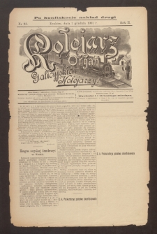 Kolejarz : organ Galicyjskich Kolejarzy. 1901, nr 23 (po konfiskacie nakład drugi)
