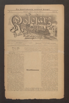 Kolejarz : organ Galicyjskich Kolejarzy. 1901, nr 1 (po konfiskacie nakład drugi)