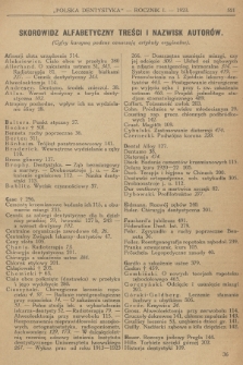 Polska Dentystyka. R.1, 1923, Skorowidz alfabetyczny